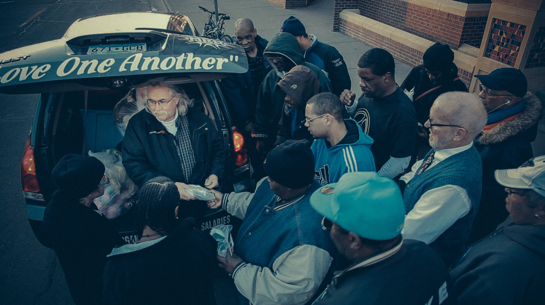 Allan Law in Minneapolis, handing out sandwiches to the hungry.